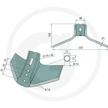 Flügelschere - Arbeitsbreite 330mm, 4 Löcher, 10mm Stärke