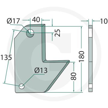 Jeu de supports (2 pièces) pour cadre de 100 mm - pour tige 60 x 25, avec Ø : 17 alésage