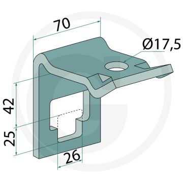 Houder voor tanden 25 x 25 - frame: 80 x 40