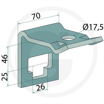 Houder voor tanden 25 x 25 - frame: 80 x 45 mm
