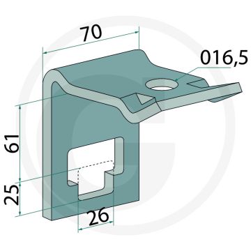 Houder voor tanden 25 x 25 - frame 80 x 60mm