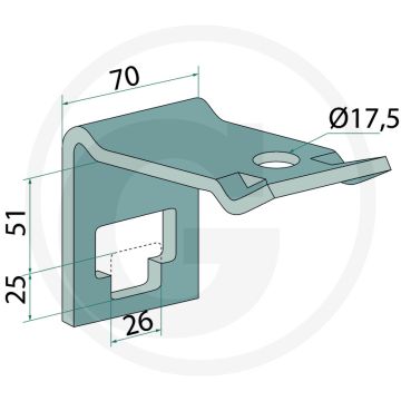 Houder voor tanden 25 x 25 - frame: 100 x 50 mm