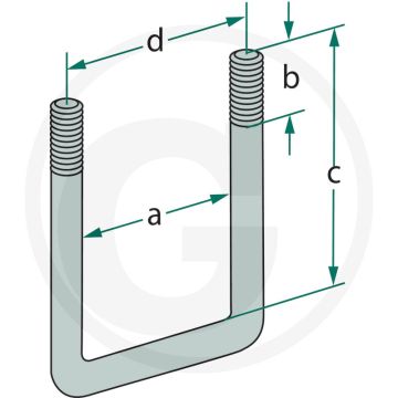 U-beugel m16 x 2, 8.8 - lengte 102mm