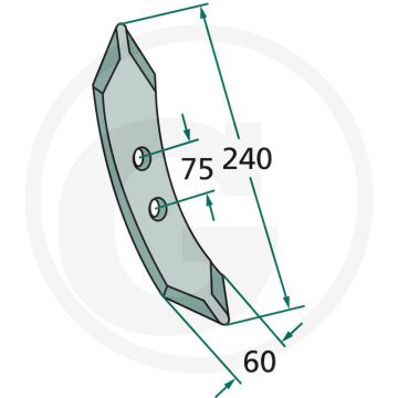 Beitel 240x60x8 mm met 2 gaten - voor diverse merken