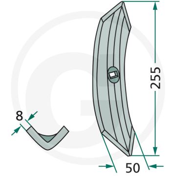 Beitel 255 x 50 x 8 mm - werkbreedte 50 mm