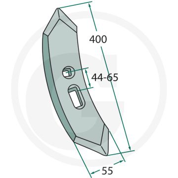 Beitel - werkbreedte 55mm, lengte 400mm, gatafstand 44-65mm