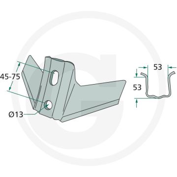 Vleugelschaar - werkbreedte 300mm, gatafstand 45-75mm