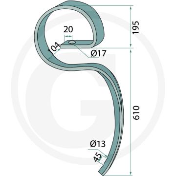 Dent vibrante "mammut" sans burin - dimensions : 80 x 12 mm