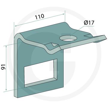 Houder voor tand (80 x 12 mm) met montage tip