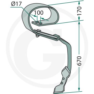 Tand compleet met beitel - beitelbreedte: 110 mm