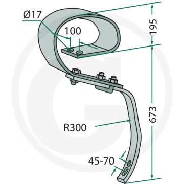 Tand compleet zonder beitel - voor frame 100 x 100 mm