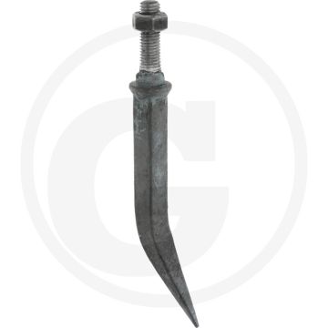 Eggetand met vierkante kop van nature hard, gebogen - l:180mm, a:18mm, b:15,5mm, c:m14 x 55mm, draad:m14, materiaal:boriumstaal
