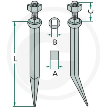 Eggetand gebogen 150mm