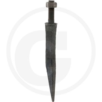 Eggetand ovale aanzet gehard, gebogen - uitvoering: gebogen, a: 16mm, l: 180mm, c: 1/2" x 40, draad: 1/2", materiaal: boorstaal