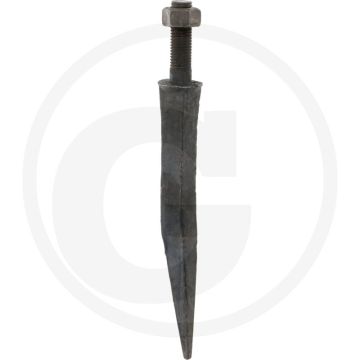 Eggetand, ovale aanzet in rijrichting gehard, gebogen - lengte 190mm, materiaal boorstaal