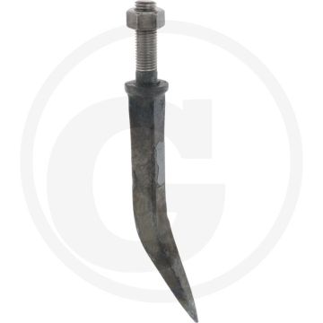 Eggetand, ovale aanzet haaks op gehard, gebogen - l:230mm, m20 x 60. boorstaal