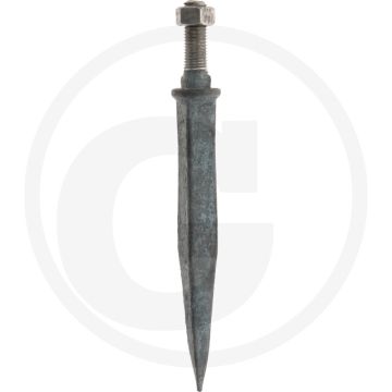 Eggetand ovale aanzet haaks op van nature hard, recht - l:185mm, materiaal: boorstaal
