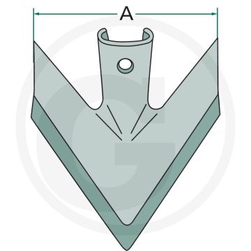 Ganzevoetbeitel - recht, 8mm dik, 304mm lang, 1 gat, voor vlakke cultivator