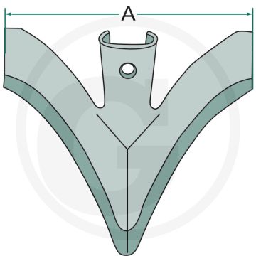 Ciseau à pied d'oie - courbé, 305 x 8 mm, 1 trou, pour cultivateur plat