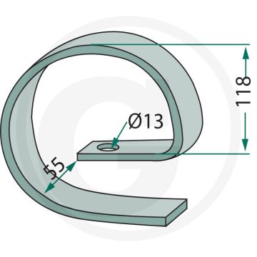 Dubbele veer voor kombiflextand - afmetingen: 32 x 10 mm