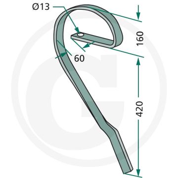 Sleeptand links - afmetingen: 32 x 10 mm