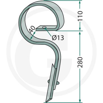 Cultivatortand kpl. mit schar "germinator" 32 x 10 mm