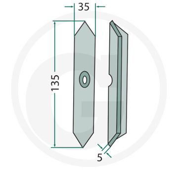 Beitel recht - afmetingen: 135 x 35 x 5 mm
