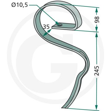 Cultivatortand 25 x 8 mm - montagetip: gebruik geen pneumatisch gereedschap