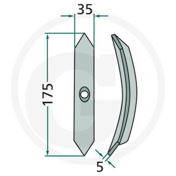 Beitel 175 x 35 x 5 mm dikte