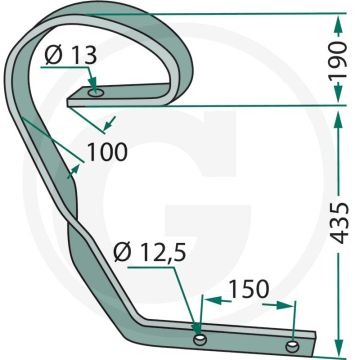 Sleeptand links - afmetingen: 60 x 10 mm