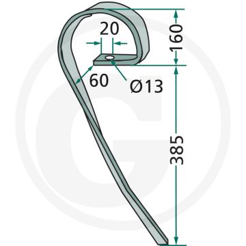 Sleeptand rechts - afmetingen: 32 x 10 mm