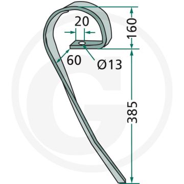 Sleeptand links 32 x 10 mm