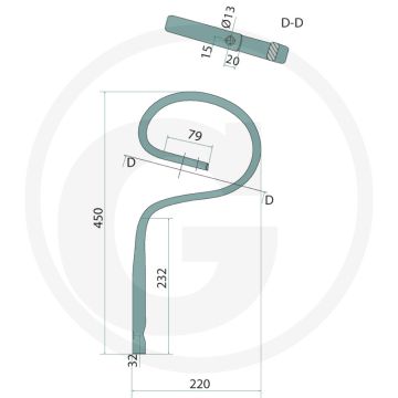 Cultivatortand "marathon" - afmetingen 30 x 10 mm