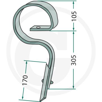 Cultivatortand 26 x 10 mm: afmetingen 26 x 10