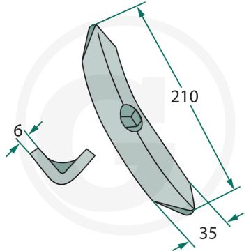 Beitelset, 210 mm bestaat uit 25x standaard beitel k25 (1801.10.130s) speciaal en 25 x planeetbout m10 8.8, inclusief moer - afmetingen: 210 x 35 x 6
