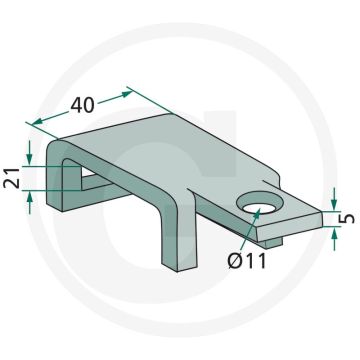 Houder voor tand (26 x 10 mm) met montage tip