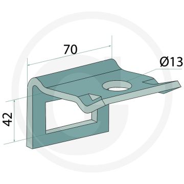Houder voor tand (40 x 12 mm) met montage tip