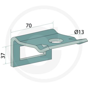 Houder met versterkingsveer 40 x 10 voor tand 40 x 12
