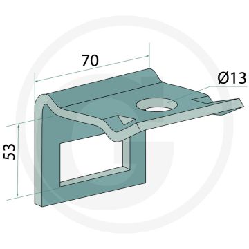 Houder met versterkingsveer 40 x 10 voor tand 40 x 12