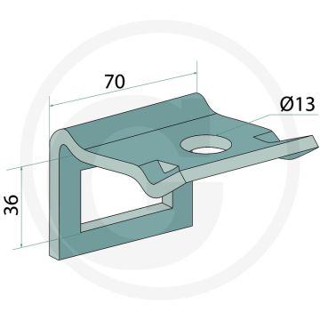 Houder met versterkingsveer 40 x 10 voor tand 40 x 12
