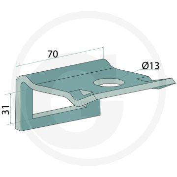 Houder voor tand (40 x 20 mm) met montage tip