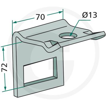 Houder zonder versterkingsveer, voor frame 60 x 60, voor cultivatortand 45 x 12 - montagetip: handmatig vastdraaien