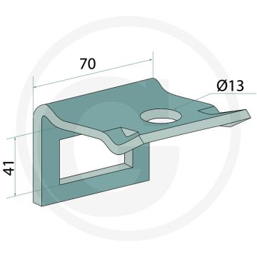 Houder voor tand (45 x 12 mm) met montage tip