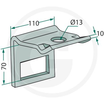 Houder voor tand (80 x 10 mm) met montage tip