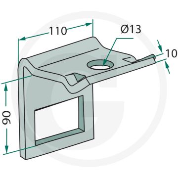 Houder voor tand (80 x 10 mm) met montage tip