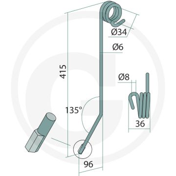 Heavy duty eggetand hardmetaal 415 x 6 mm
