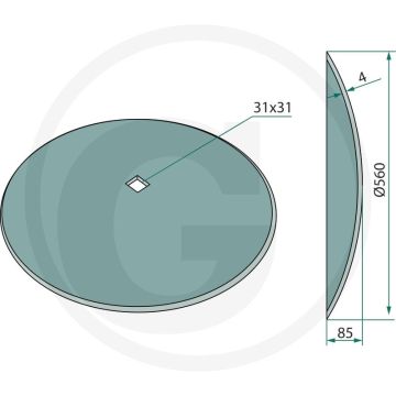 Eggeschijf 560 x 4 (voor vierkante as, glad)