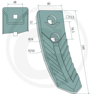 Scharspitze - 22mm dikte, 80mm werkbreedte, 290mm lengte