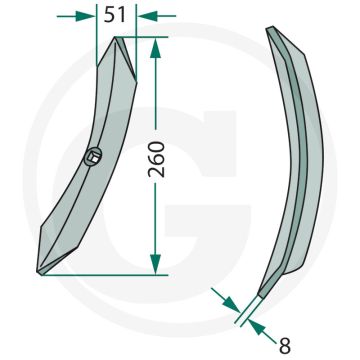 Schar 8mm - 1 gat - 51mm werkbreedte - Super Maxx
