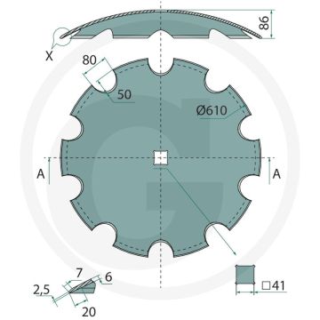 GEKARTELDE SCHIJF (Ø: 610 x 6)